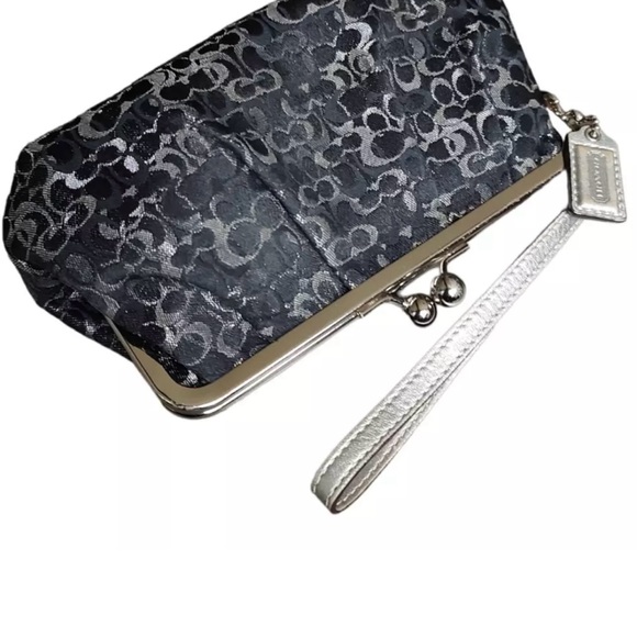 COACH Optic Mini Signature Lurex Framed Kisslock Clutch Wristlet LTD ED NWT - Picture 2 of 11